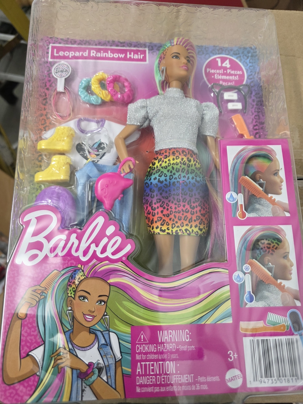Barbie Leopard Rainbow Hair Doll - Multicolor Outfit